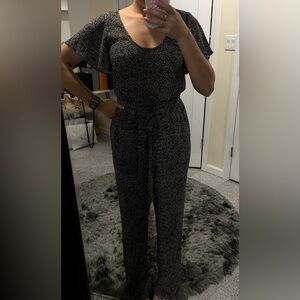 Michael Kors Black and White Floral Patterned Jumpsuit